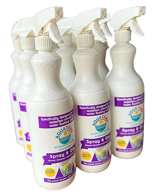 Aquatemp Spray & Go Urinal Cleaner & Deodoriser - Carton of 9 x 1 Litre Spray Bottles
