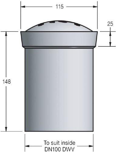 overflow relief cap dimensions